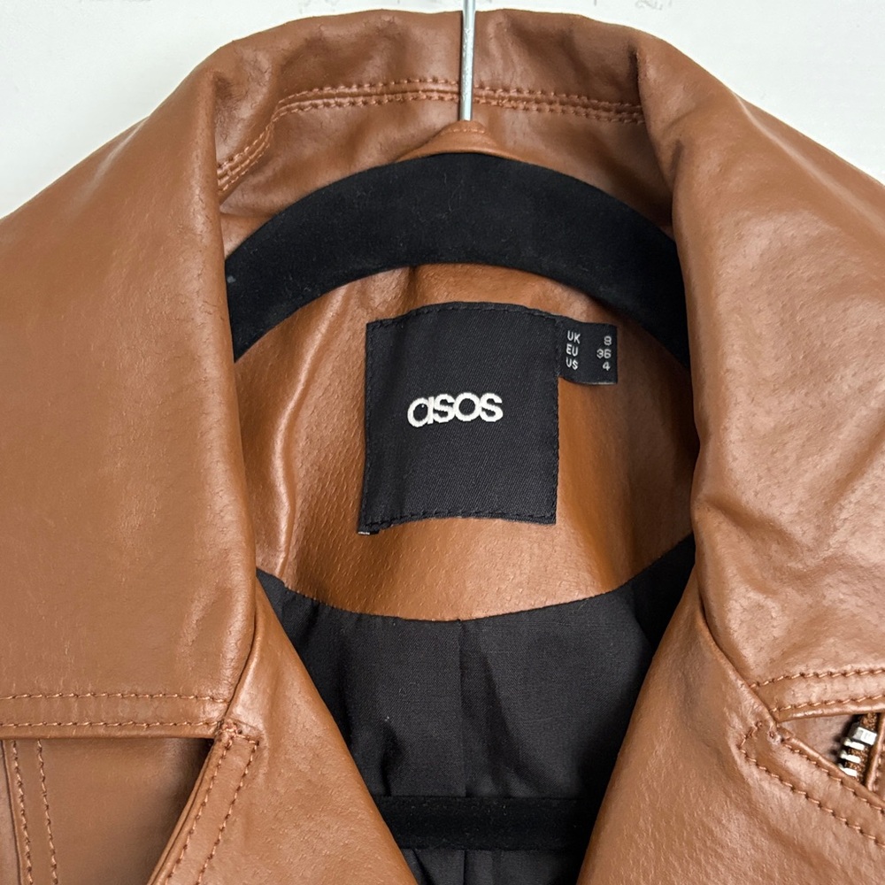 ASOS Tan Leather Jacket - Picture 2 of 7